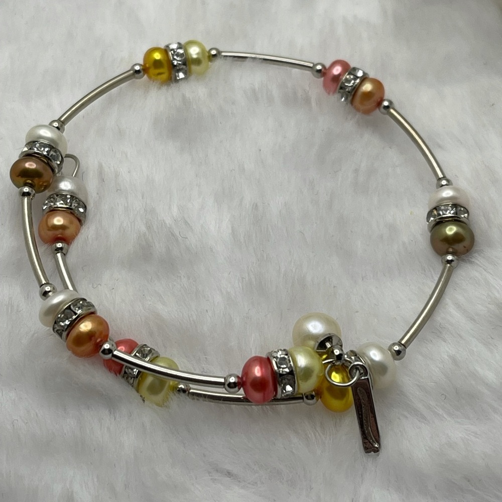 Vantel Pearls Silver Tone Wrap Around Bracelet